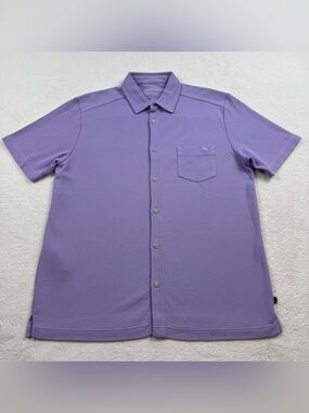 Tommy Bahama emfielder islanZone knit camp shirt men’s size M lavender supima